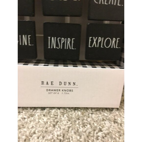 Rae Dunn Drawer Knobs Set Of 6 Black With Inspirational Words 1.75 In - Picture 2 of 2